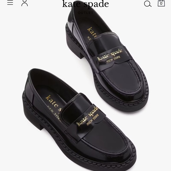 Kate Spade Blake Platform Loafers Glossy Black Size 10 NIB - Picture 1 of 4